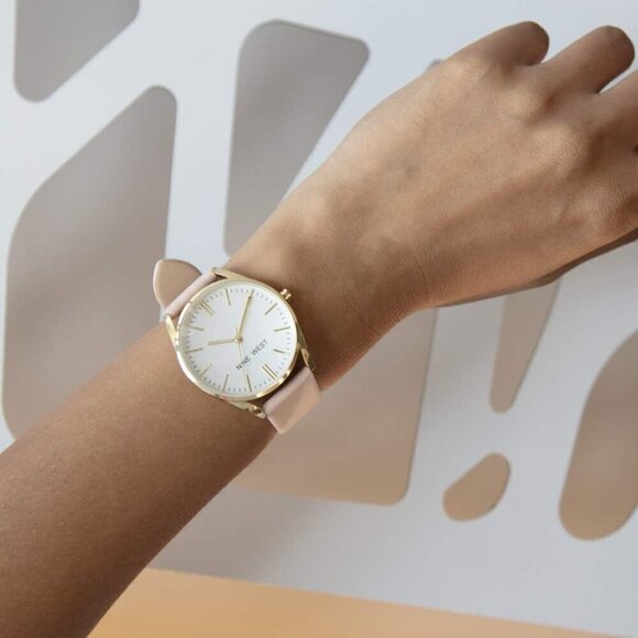 ✨ Nine West Strap Watch Women Pink Mineral Crystal buckle Resistant Watch - Picture 6 of 9